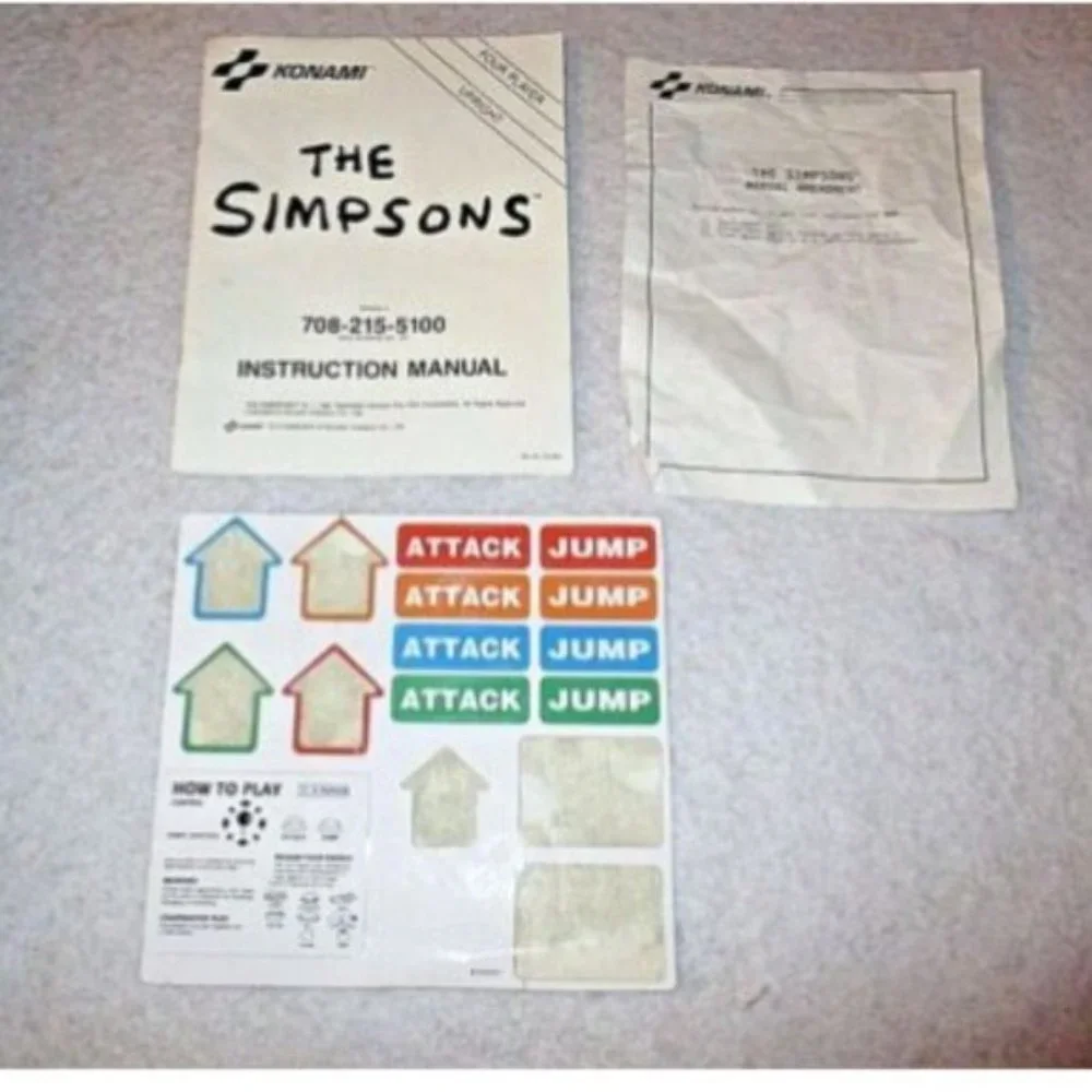 Vintage Simpson ARCADE Game Instruction Manual Booklet 1991 Limited Edition